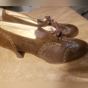 ULTRA RARE Antique/Vintage 1930s Friedman-Shelby Spectator Pumps US 4-4.5 8.75"